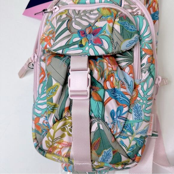 NWT   Vera Bradley Women\'s Cotton Utility Sling Backpack, Rain Forest Canopy main image 12